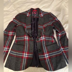 Boden Gray and Red Plaid Blazer